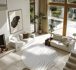 Kruhový koberec - Como Natural Cotton Shaggy (offwhite)