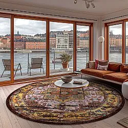 Kruhový koberec - Darnah (žltý/multicolor)