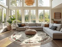 Kruhový koberec - Delpha (béžová/multicolor)