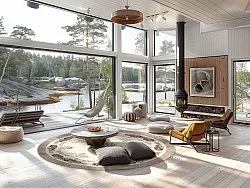 Kruhový koberec - Delpha (béžová/multicolor)