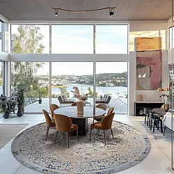 Kruhový koberec - Denizli (modrý)