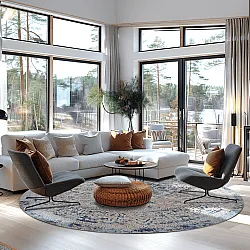 Kruhový koberec - Denizli (modrý)