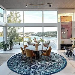 Kruhový koberec - Douz (modrý)