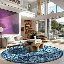 Kruhový koberec - Douz (modrý)