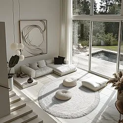 Kruhový koberec - Ebba Natural Cotton Shaggy (offwhite)