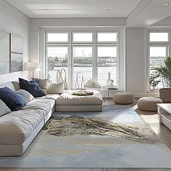 Koberec Wilton - Ekual (modro/sivý/zlatý)