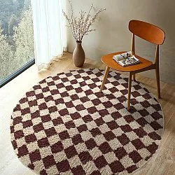 Kolo koberce - Elsey Natural Cotton Shaggy (béžová/hnedá)