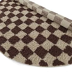 Kolo koberce - Elsey Natural Cotton Shaggy (béžová/hnedá)