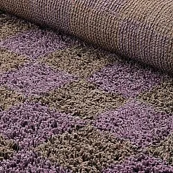 Koberce s dlhým vlasom - Elsey Natural Cotton Shaggy (hnedá/fialová)