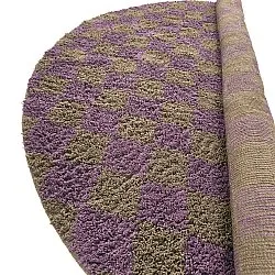 Kolo koberce - Elsey Natural Cotton Shaggy (hnedá/fialová)