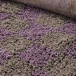 Kolo koberce - Elsey Natural Cotton Shaggy (hnedá/fialová)