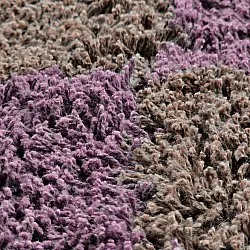 Kolo koberce - Elsey Natural Cotton Shaggy (hnedá/fialová)