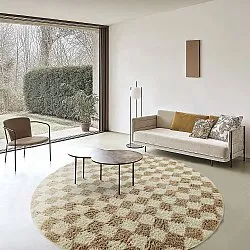 Kolo koberce - Elsey Natural Cotton Shaggy (smotanová/piesková)