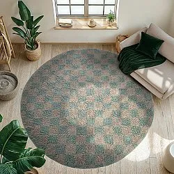 Kolo koberce - Elsey Natural Cotton Shaggy (šedá/rúžová)