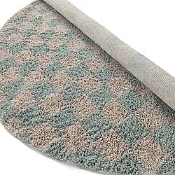 Kolo koberce - Elsey Natural Cotton Shaggy (šedá/rúžová)