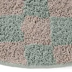Kolo koberce - Elsey Natural Cotton Shaggy (šedá/rúžová)