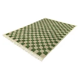 Koberce s dlhým vlasom - Elsey Natural Cotton Shaggy (zelená/bežová)