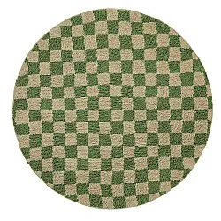 Kolo koberce - Elsey Natural Cotton Shaggy (zelená/bežová)