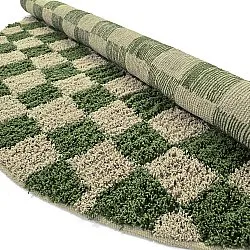 Kolo koberce - Elsey Natural Cotton Shaggy (zelená/bežová)