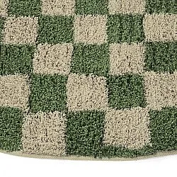 Kolo koberce - Elsey Natural Cotton Shaggy (zelená/bežová)
