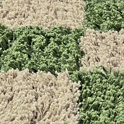 Kolo koberce - Elsey Natural Cotton Shaggy (zelená/bežová)