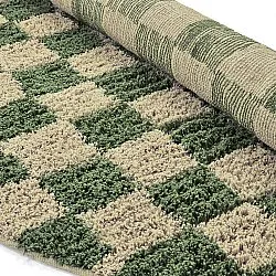 Kolo koberce - Elsey Natural Cotton Shaggy (zelená/bežová)