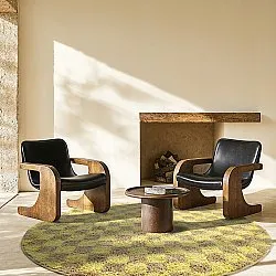 Kolo koberce - Elsey Natural Cotton Shaggy (žltá/bežová)