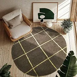 Kolo koberce - Bellevue Natural Cotton Shaggy (hnedá/žltá)