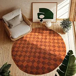 Kolo koberce - Elsey Natural Cotton Shaggy (oranžová/červená)