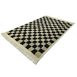 Koberce s chlupatým povrchem - Elsey Natural Cotton Shaggy (čierna/bežová)