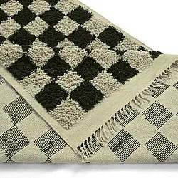 Koberce s chlupatým povrchem - Elsey Natural Cotton Shaggy (čierna/bežová)