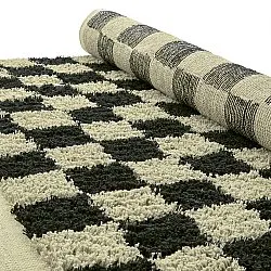 Koberce s chlupatým povrchem - Elsey Natural Cotton Shaggy (čierna/bežová)