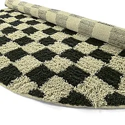 Kolo koberce - Elsey Natural Cotton Shaggy (čierna/bežová)