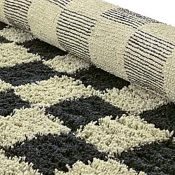 Kolo koberce - Elsey Natural Cotton Shaggy (čierna/bežová)