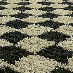 Kolo koberce - Elsey Natural Cotton Shaggy (čierna/bežová)