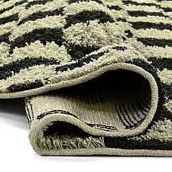 Kolo koberce - Elsey Natural Cotton Shaggy (čierna/bežová)