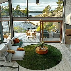 Kruhový koberec - Cesta (zelená)