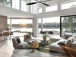 Kruhový koberec - Falling Leaves (zelený)