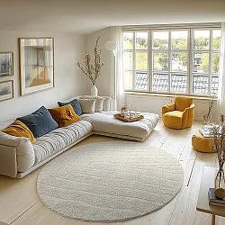 Kolo koberce - Farley Natural Cotton Shaggy (špinavá biela)