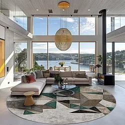 Kruhový koberec - Feres (šedý/béžový/multicolor)