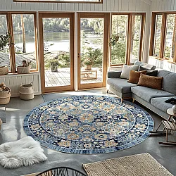 Kruhový koberec - Fernana (modrá/multikolórová)