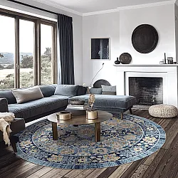 Kruhový koberec - Fernana (modrá/multikolórová)