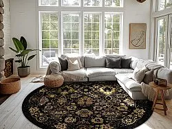 Kruhový koberec - Fernana (čierna/zlatá)