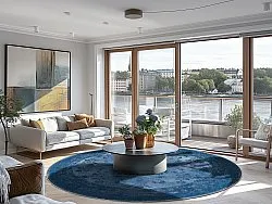 Kruhový koberec - Gombalia (modrý)