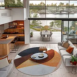 Kruhový koberec - Hazel (oranžová/multi)