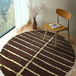 Kruhový koberec - Ikara Natural Cotton Shaggy (hnedá)