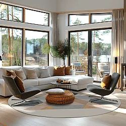 Kruhový koberec - Jeral (béžový/multicolor)