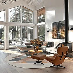 Kruhový koberec - Jeral (béžový/multicolor)