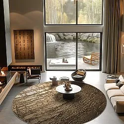 Kruhový koberec - Junes (zlatý)