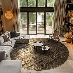 Kruhový koberec - Junes (zlatý)